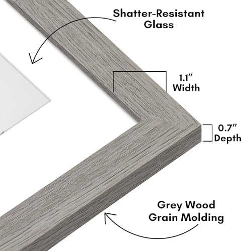 Americanflat 11x17 Picture Frame - Matted to 8x12 - Grey Wood - Image 3
