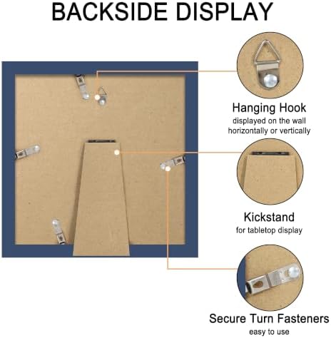 8x8 Picture Frame Set of 4 with Real Glass, Wall & Tabletop Display - Image 6