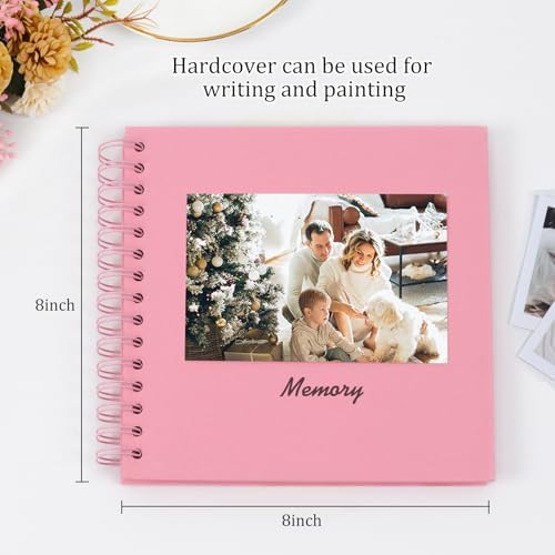 RECUTMS 8x8 Scrapbook DIY Photo Album 60 Pages Kraft Paper Memory Book Pink - Image 2