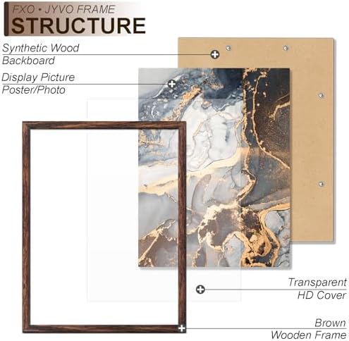 Fxojyvo 24x30 Picture Frame Brown Engineered Wood Wall Hanging - Image 3