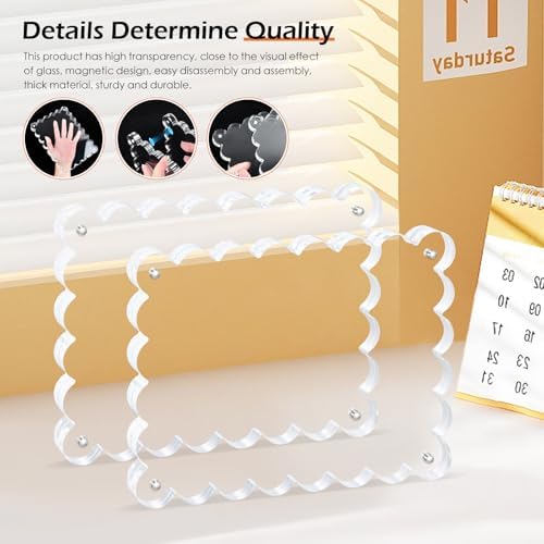 Chivalral 6x8 Scalloped Acrylic Photo Frame 3 Pack,12+12mm Desktop Holders - Image 5
