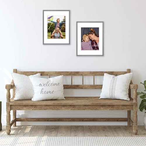 Americanflat 11x14 Picture Frame with Shatter-Resistant Glass - Use as 8x10 Frame with Mat or Display 11x14 Photo Without Mat - Streamline Collection - Thin Border Picture Frames for Wall - Grey - Image 5