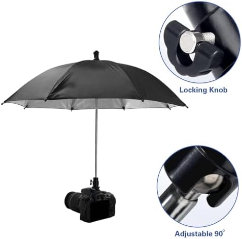 19.7" Camera Umbrella 3 Level Height Adjustable Hot Shoe Sunshade - Image 3