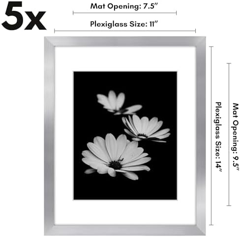 Americanflat 11x14 Picture Frame 5-Pack - Matted to 8x10 - Silver - Image 2