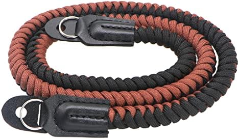 Paracord Woven Camera Neck Shoulder Strap Belt Hand Compatible with Canon Nikon Sony Olympus Pentax Fujifilm Panasonic SLR DSLR Digital Mirrorless Cameras 36inch Black Brown by HITHUT