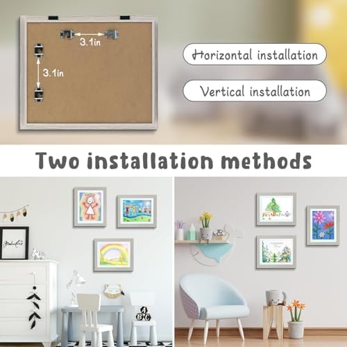 2 Pack 10x12.5 Front-Opening Kids Artwork Frames Changeable (Grey) - Image 2