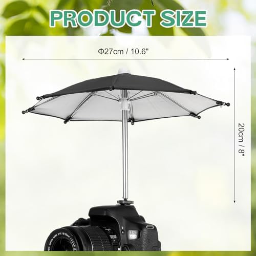 PATIKIL Camera Umbrella, 10.6 Inch Sunshade Camera Hot Shoe Umbrella Rain Cover Protector for Nikon, Black - Image 2