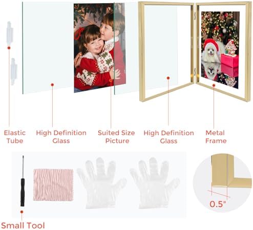 Golden State Art 8x10 Hinged Metal Picture Frame, Light Gold, Tabletop - Image 2