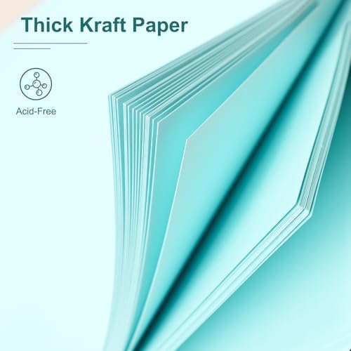 Scrapbook Album 10x10 Inches 40 Pages Hardcover Kraft Paper LightBlue - Image 4