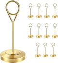 Radezon 12 Pcs Gold Table Number Holders, 4 Inch Tall Place Card Holders for Table, Sturdy Photo Picture Holders with Anti-Tip Base for Wedding Reception, Party, and Event Centerpiece by Radezon