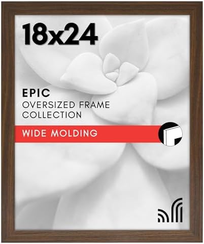 Americanflat 18x24 Poster Frame - Mahogany Engineered Wood with Polished Plexiglass - Wide Picture Frame for Vertical or Horizontal Wall Display - Epic Collection - Mahogany by Americanflat