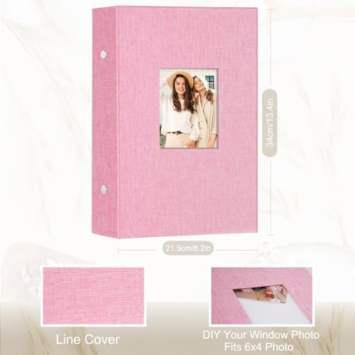 Artmag Fabric Photo Album 4x6 300 Large Capacity for Family Wedding Anniversary Linen Album Holds 300 Horizontal Photos (300 Pockets, Pink) - Image 2