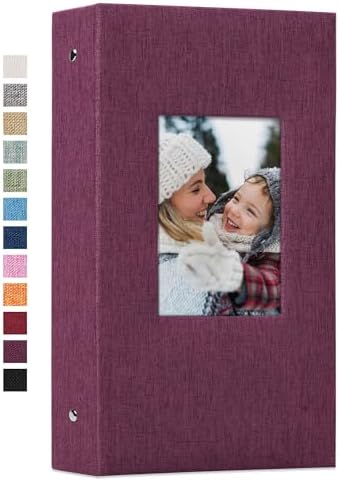Vienrose 4x6 Photo Album,300 Pockets,Linen Cover with Window,Purple by Vienrose