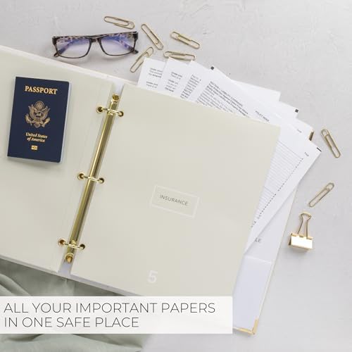 Important Document Organizer Set with Folders - Complete Linen Ring Binder - Image 5