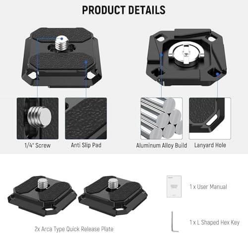 NEEWER Quick Release Plate 38mm Square Arca Type QR Camera Mount Plate - Image 6