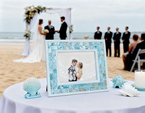 Mother of Pearl Beach Picture Frame 4x6, Blue - Image 4