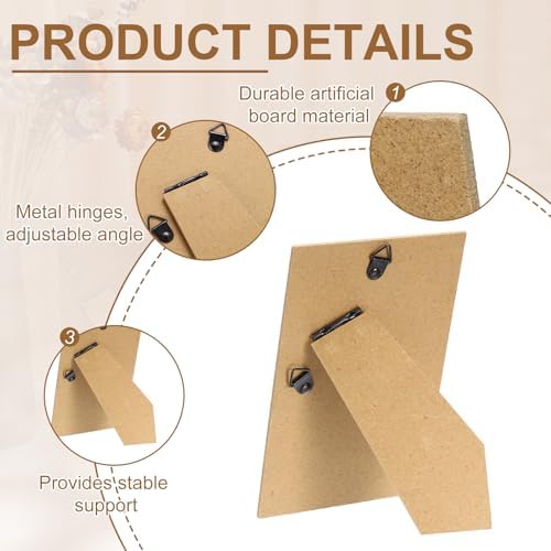 uxcell 10Pcs Easel Back for Picture Frame, 4 x 6 Inch Replacement Picture Frame Easel Back with Hinged Hangers DIY Photo Backing Board for Photo Frames, Tabletop Wall Display, Wooden - Image 3