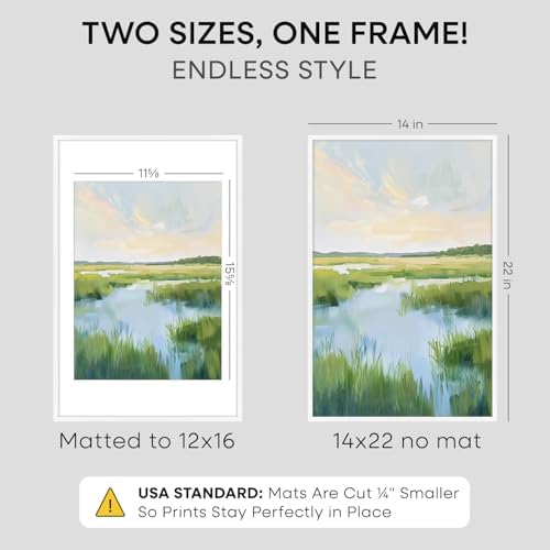 Homeforia 14x22 White Picture Frame, High-End Metal, 12x16 Mat, Glass - Image 3