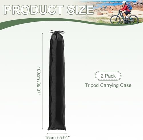 Tripod Case Bag, Nylon Tripod Storage Bag, Long Foldable Monopod Compact Carrying Organizer Pouch- Fitting for (Monopod/Light Stand/Umbrella/Travel) 39 x 6 In & 2 Pack & Black - Image 2