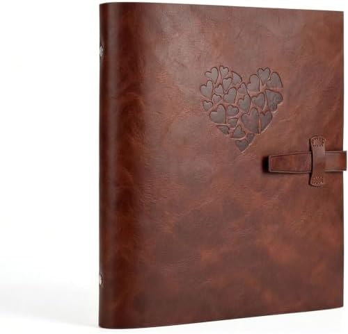 Vintage PU Leather DIY Scrapbook, 6-Ring Refillable 180° Lay Flat Photo Album Holds 220 4x6 Photos, 25 Blank Pages, Gift for Wedding Baby Travel Family by ThxMadamscrapbookphotoalbummorestyles