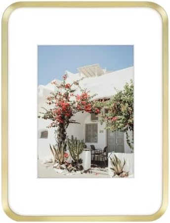 Golden State Art 9x12 Gold Aluminum Picture Frame Mat for 6x8 Real Glass by GoldenStateArt