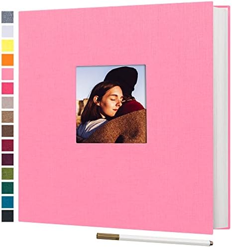potricher Self Adhesive Photo Album 40 Pages, Linen cover, Pink by potricher