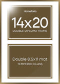 Homeforia 14x20 Bronze Diploma Frame, High-End Metal, 8.5x11 Mat, Glass by Homeforia