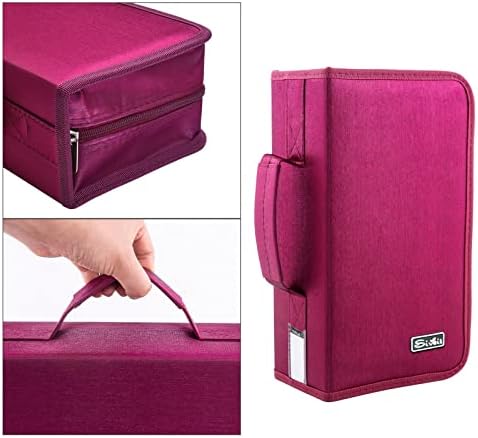 Siveit CD/DVD Storage Holder - 128 Capacity Organizer, Portable CD Wallet for Home & Travel (Black, Rose) - Image 3