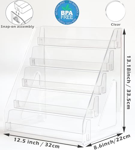 5 Tier Card Stand, 2 Pack Clear Card Display for Greeting Cards, Postcards, Stickers,Sports Cards,Trading Card,Tiered display rack,Retail Photos Shelf for Vendors Craft Collection Show (2Pack-5Tier) - Image 3