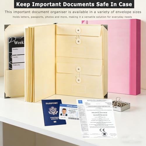 The Life Book Document Organizer - Binder for Important Documents with Labels, in Case i Die Binder, Accordion Expanding File Folder for Important Papers/Passports/Birth Certificates (Pink) - Image 5