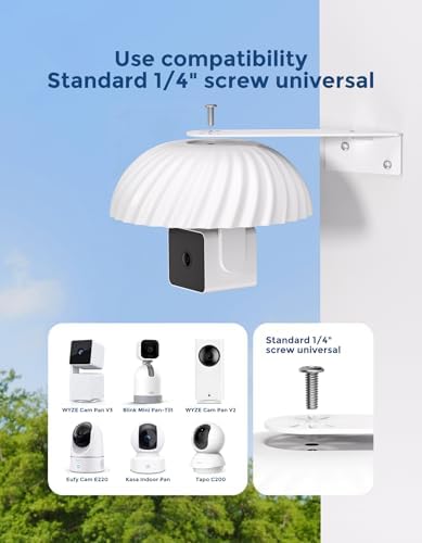 Weatherproof Housing for Wyze Cam Pan v3/V4 with 360° Adjustable Wall Mount – Anti-Glare, Anti-Rain, UV Resistant Outdoor Camera Cover, Protects Pan & Tilt Motor, Durable Security Camera Accessory - Image 2