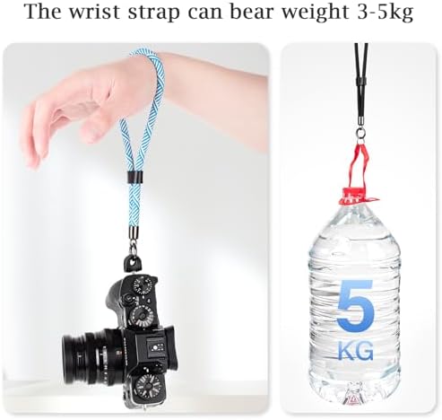 VOVMOEYA Camera Wrist Strap Rope,Camera Hand Strap Compatible with Fujifilm NikonCanon Sony DSLR Camera - Striped Blue - Image 3