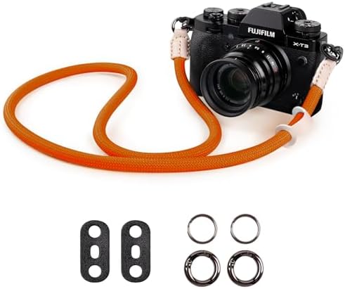VOVMOEYA Nylon Braided Camera Rope Strap, Camera Neck Shoulder Strap with O-Ring for DSLR & Mirrorless Camera - Orange by VOVMOEYA