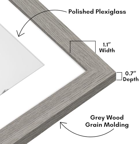 Americanflat 20x28 Poster Frame - Matted to 16x24 - Engineered Wood - Grey - Image 3
