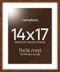 Homeforia 14x17 Brown Oak Picture Frame, High-End Wood, 11x14 Mat, Glass by Homeforia