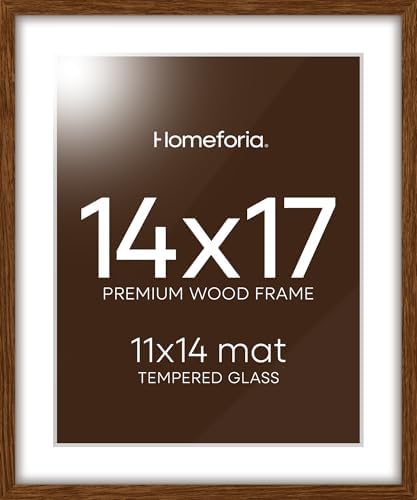 Homeforia 14x17 Brown Oak Picture Frame, High-End Wood, 11x14 Mat, Glass by Homeforia