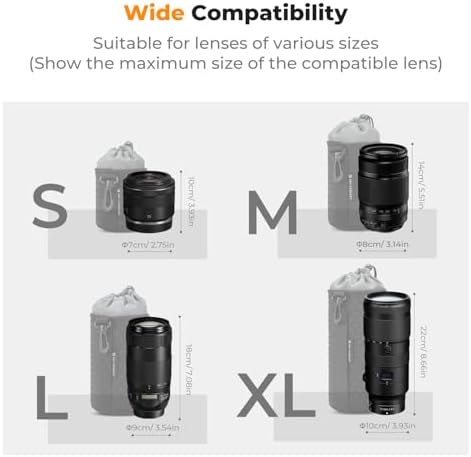 K&F CONCEPT Camera Lens Case, Drawstring Lense Pouch for DSLR SLR, 4 Pack - Image 5