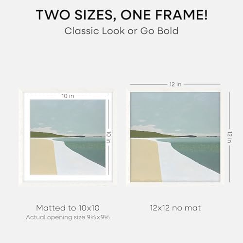 Homeforia 12x12 White Oak Picture Frame, High-End Wood, 10x10 Mat, Glass - Image 2