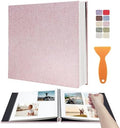 Large Photo Album Self Adhesive Scrapbook Album for 4×6 8×10 Pictures DIY Magnetic Linen Cover Album 60 Pages for Family Wedding Gifts with Metal Pen and Plastic Board by HenPisen