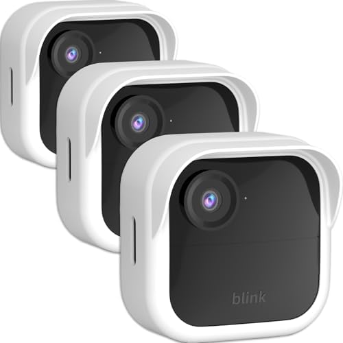 Silicone Skin Case/Cover for Blink Outdoor 4 (4th Gen) - Weatherproof Silicone Case with Brim for Full Camera Protection, Blink Outdoor 4 Smart Security Camera Accessories (White, 3 Pack) by PUUUCI