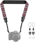 FIEIL Neck Strap Silicone Camera Straps - Padded Camera Strap, 1.5" Wide Adjustable Nylon Shoulder Strap - Compatible with Canon, Nikon, Sony, and More DSLR and Mirrorless Cameras (Red Flower) by FIEIL