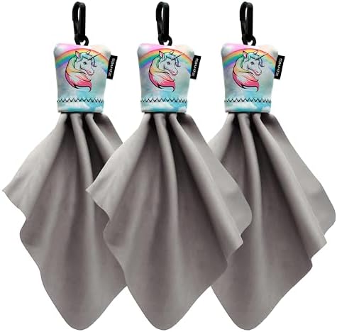 SPUDZ Classic Microfiber Lens Cleaner – Clip-On Pouch, Washable – for Binoculars, Scopes, Glasses, Screens |Unicorn Pastel, 6 x 6 Inch (3-Pack) by SPUDZ