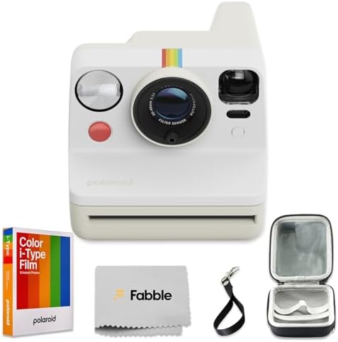 Polaroid Now Generation 3 I-Type Instant Camera (Pebble White) Bundle with Color I-Type Film (8 Exposures), Hard Protective Case and Wrist Strap by Polaroid