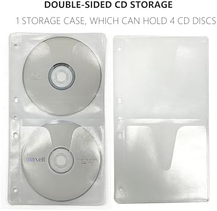 50 Pcs CD DVD Poly Sleeves, 3 Rings CD Sleeves Binder Refill Pages - Image 4