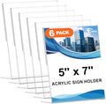 EHWINE 6 Pack 5 x 7 Acrylic Sign Holder, Clear Plastic Signs Display Stand, Vertical Slanted Back Paper Holder Stand up Table Top Sign Holders Flyer Stand Frames Suitable for Office Business Store by EHWINE