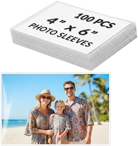 4x6 Photo Sleeves 100 Pcs, Acid-Free Archival Quality - Crystal Clear Photo Storage Protectors for Photos, Postcards, Recipe Cards & Family Photo Albums (3.94 Mil Extra Thick) by Freude