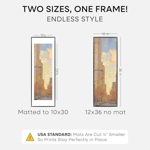 Homeforia 12x36 Black Picture Frame, High-End Metal, 10x30 Mat, Glass - Image 3