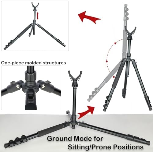 Adjustable Shooting Tripod for Rifles Shooting Stick Level-Lock 3-in-1 Tripod Monopod Bipod, 22.8″-61″ Height, Lightweight Aluminum Alloy with Carrying Bag, Stable Rifle Rest for Hunting & Outdoor - Image 5
