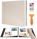 Large Photo Album Scrapbook, Holds 4x6, 8x10 Pictures, Self-Adhesive Pages for Baby, Wedding, Travel & Family Memories, Includes Metallic Pen & Scraper, DIY Memory Book for Gifts 11" X 10.8" 60 Pages by HoneyTolly