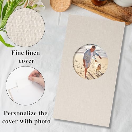 Vienrose Photo Album 4x6 Photos 420 Pockets Linen Cover Slip-in Photo Book with Round Window for Wedding, Vacation Memories, Personalized Picture Organizer, Beige - Image 3